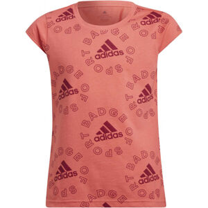 adidas LOGO T1 Dievčenské tričko, ružová, veľkosť 128